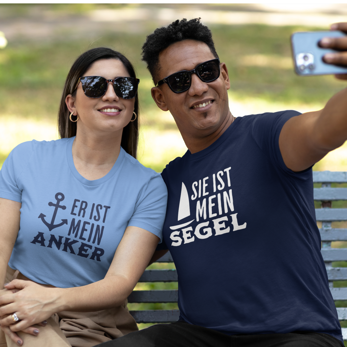 Partnerlook T-Shirt "Er ist mein Anker" S-5XL maritimes Design