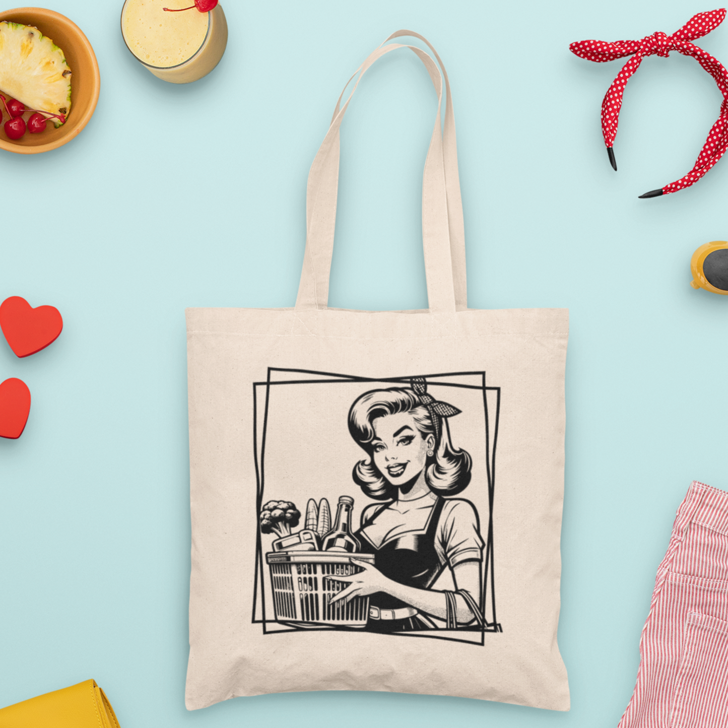 Tragetasche "Retro" aus 100% Baumwolle