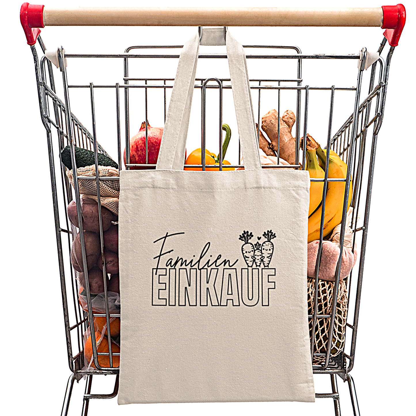 Tragetasche "Familieneinkauf" aus 100% Baumwolle