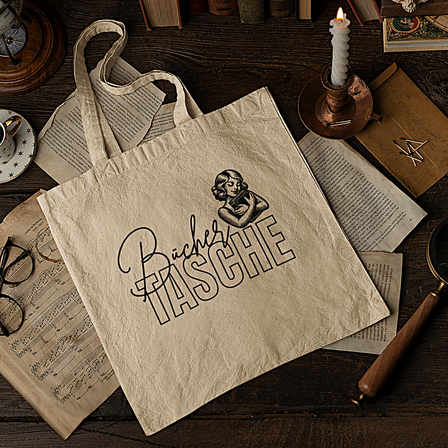 Tragetasche "Bücherliebe" aus 100% Baumwolle