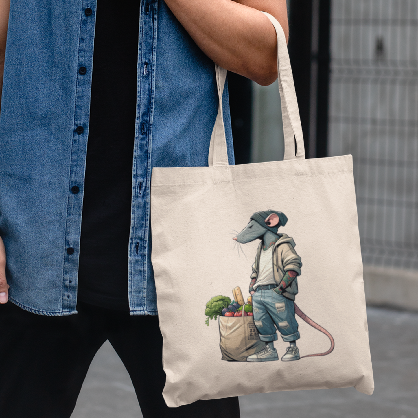 Tragetasche "Ratte" aus 100% Baumwolle