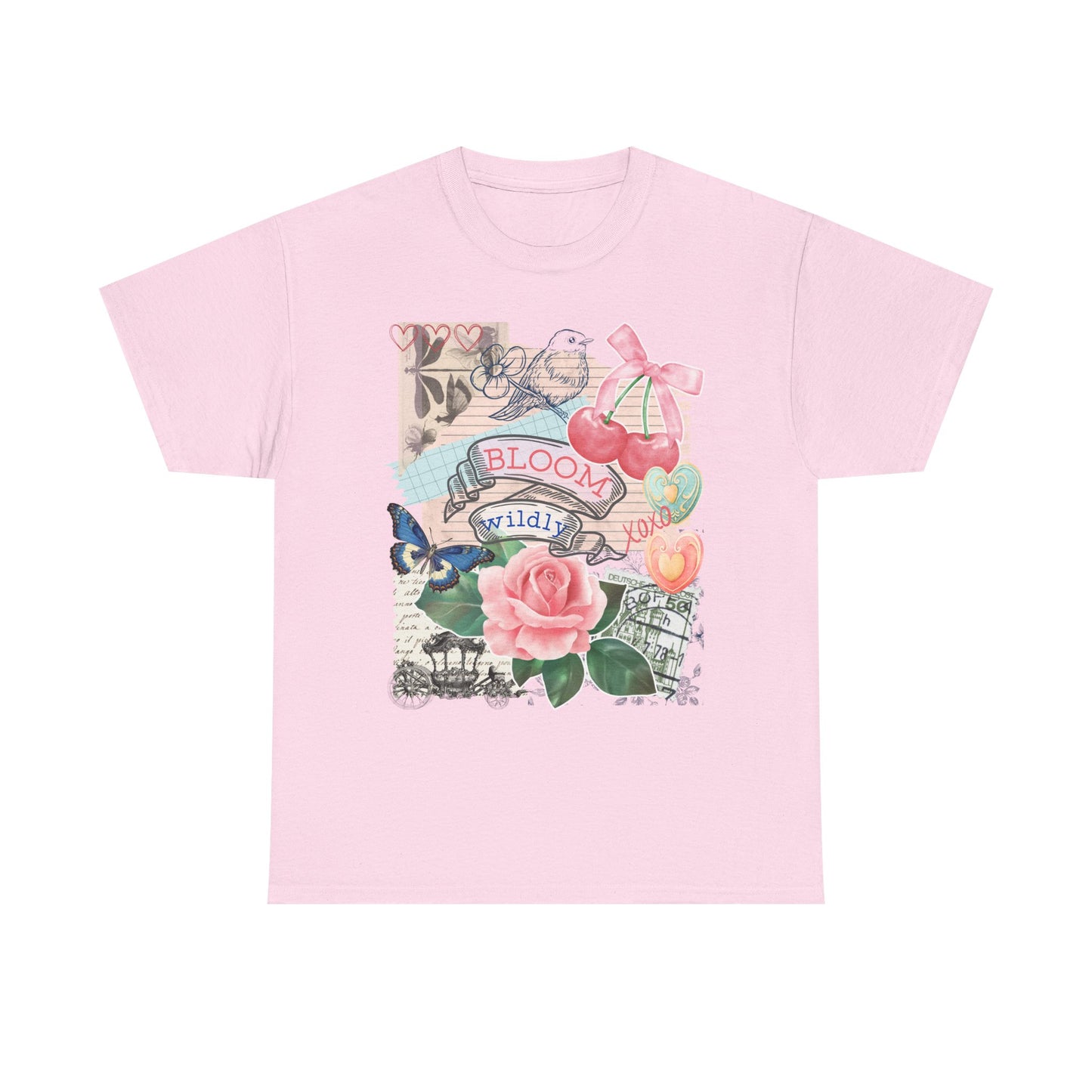 "Bloom Wildly" T-Shirt mit Vintage-Collage – für Selbstliebe & kreative Boho-Vibes S-5XL