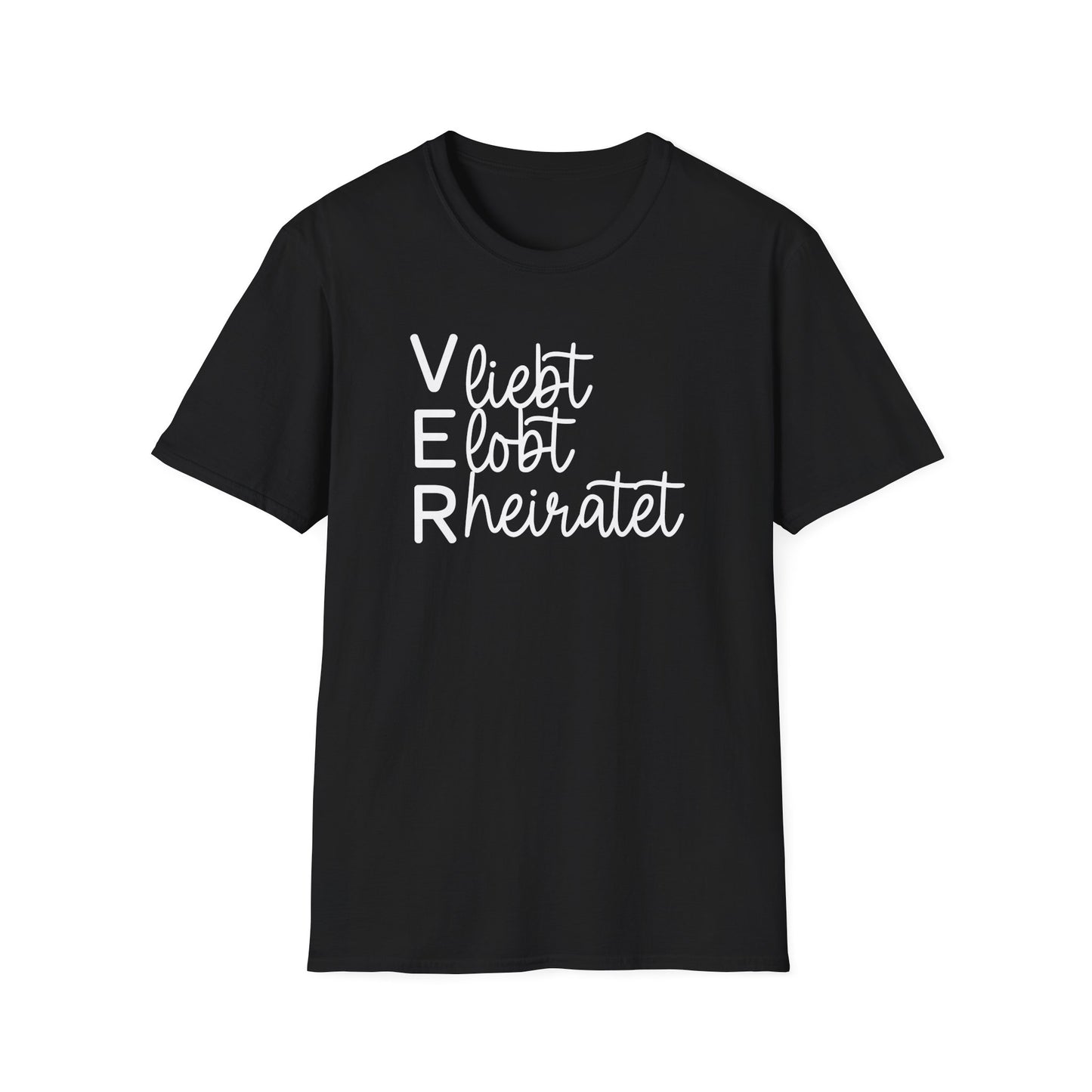 JGA/ Hochzeit T-Shirt "Verliebt, verlobt, verheiratet" S-5XL