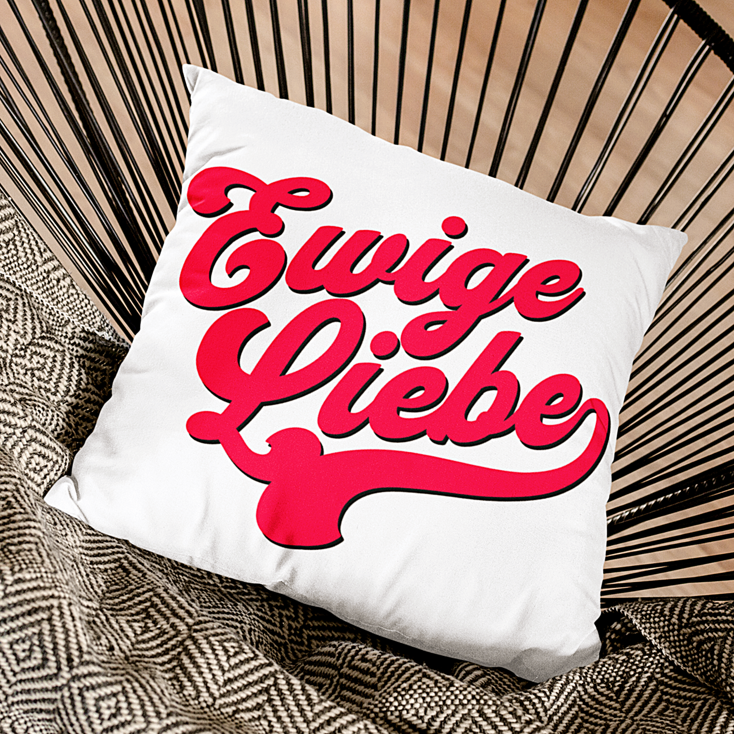 Weißes Deko Sofakissen "Ewige Liebe"  in 2 Größen