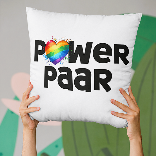 Weißes Deko Sofakissen LGBTQ+ "Power Paar"